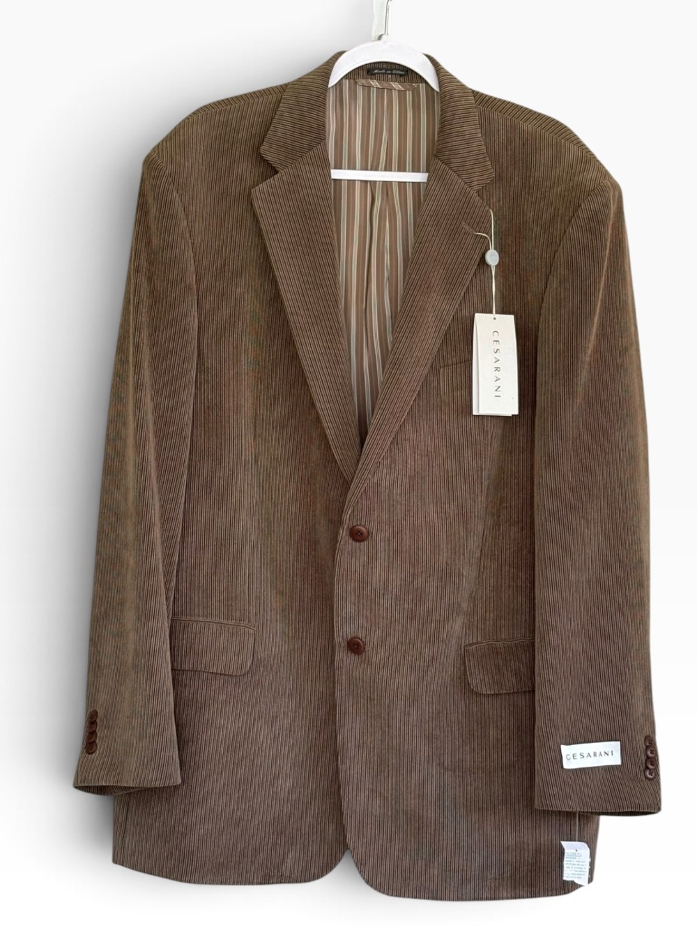 New Cesarani  Brown Corduroy Sport Coat Blazer Size 48 Long